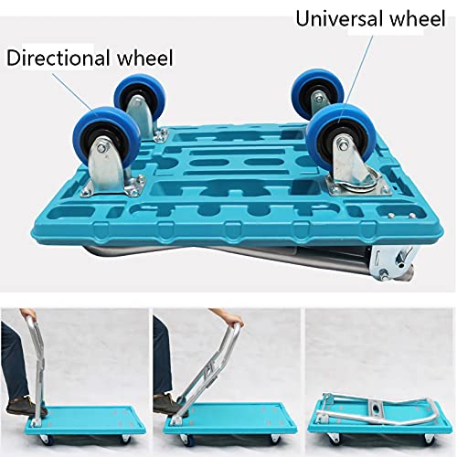 Generic Hand Truck Plastic Flatbed Trolley Metal Foldable Handle and Swivel Wheels fit for Warehouse Platform Hand Truck Factory Load Capacity 660lb Utility Cart (Size : Mute)