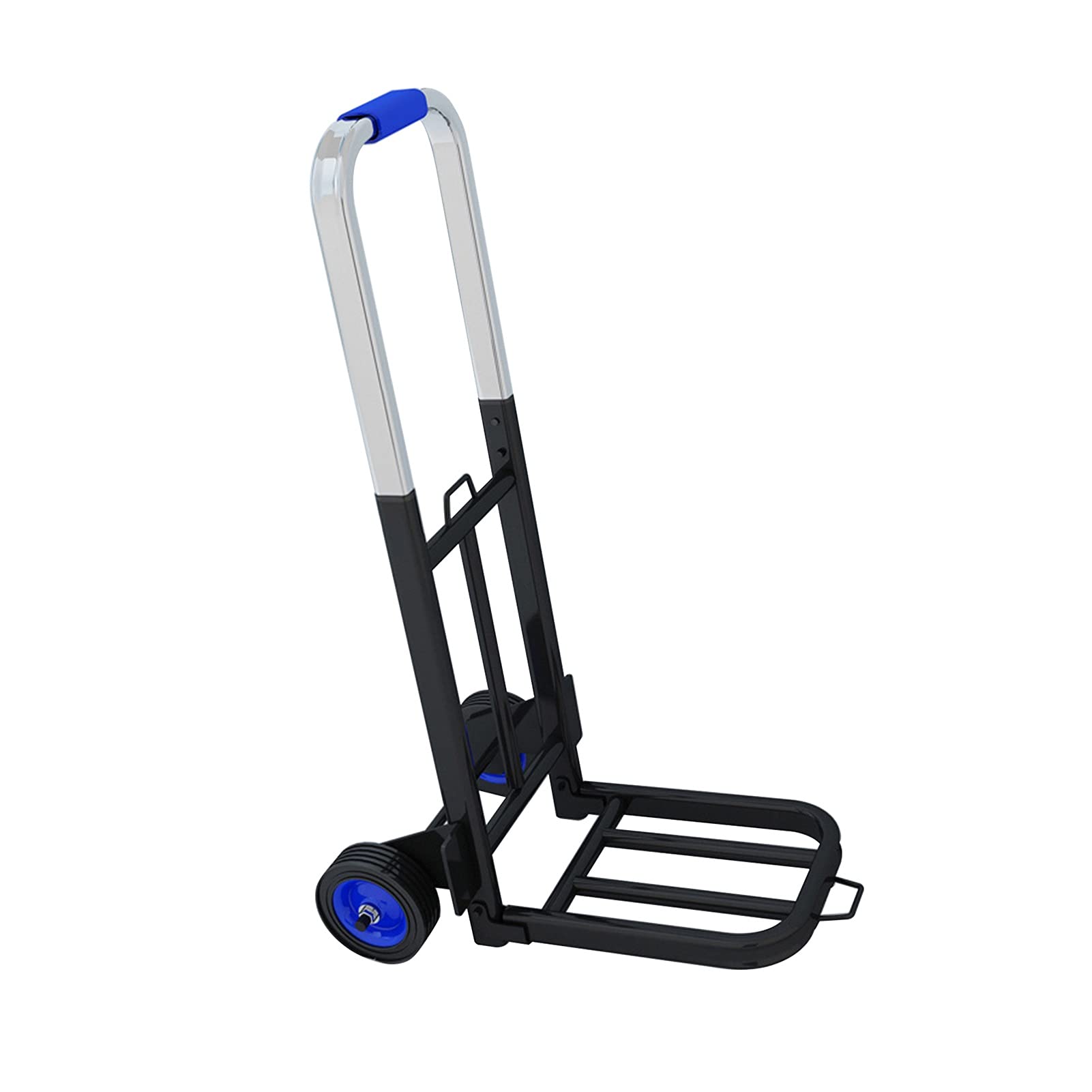 Generic Hand Trucks Folding Hand Trucks, Heavy-Duty 2-Wheel Solid Rubber Wheeled Trolley, Multifunctional Transport Luggage Cart, Steel Portable 100kg Load, with Bungee Cord