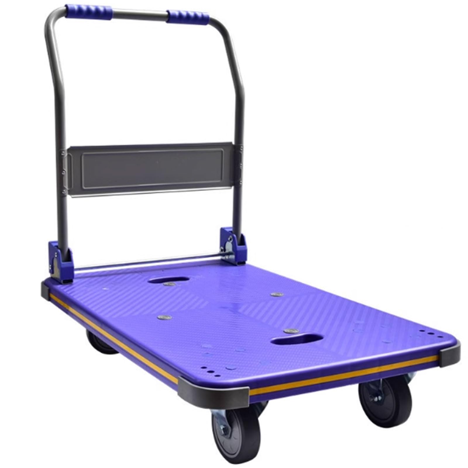 Generic Cargo Handling Flatbed Truck Foldable Handcart Household Small Trailer Express Hand-Pulled Cart for Heavy Lifting, 50*70*84cm, Purple