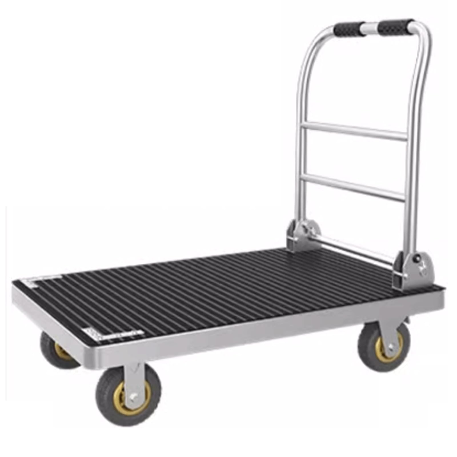 Generic Push Truck Silent Folding Steel Plate Cart Wear-Resistant and Thickened Flatbed Trolley for Warehouse Construction Site,Hold Up to 200 Lbs