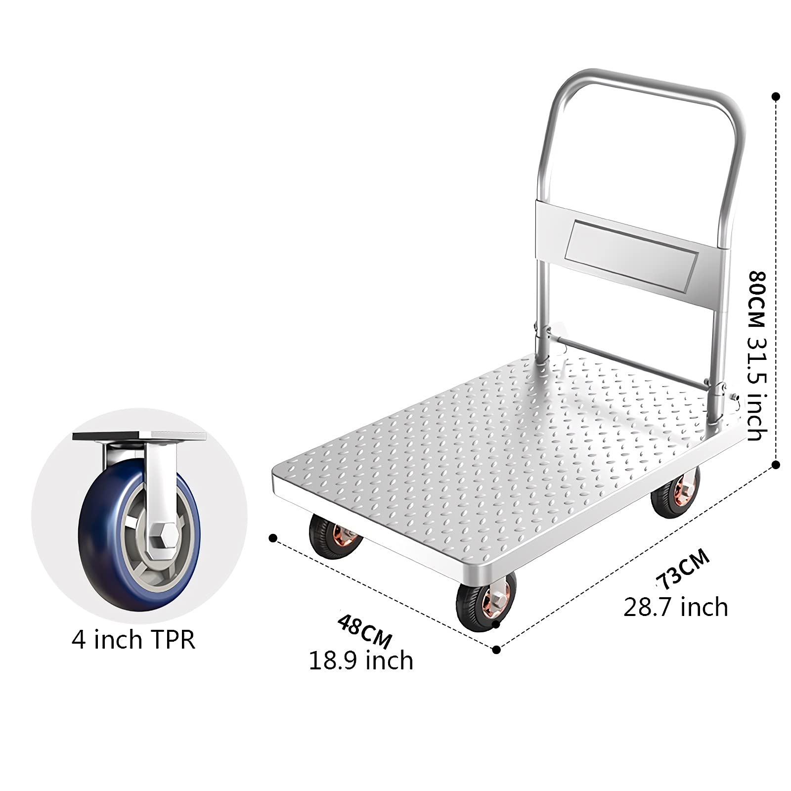 Flatbed Hand Cart Push Cart Dolly Steel Moving Platform Hand Truck Foldable for Easy Storage and 360 Degree Swivel Wheels Large Load Capacity Heavy Duty Flatbed Cart (Size : Ty5)