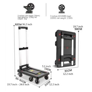 Generic Push Cart Dolly Folding Platform Truck Plastic Push Cart Heavy Duty Portable Trolley with Retractable Chassis for Lage Travel Moving Office Platform T