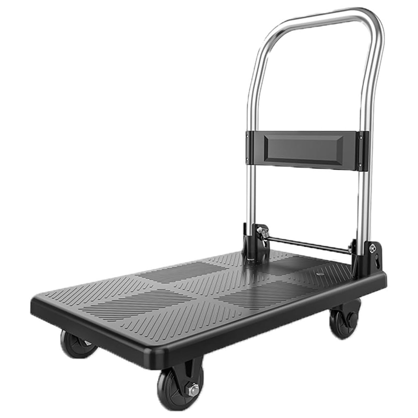 Generic Moving Push Flatbed Cart Portable Folding Hand Truck Heavy Duty Pulling Goods Hand Truck for Home Office Warehouse, black