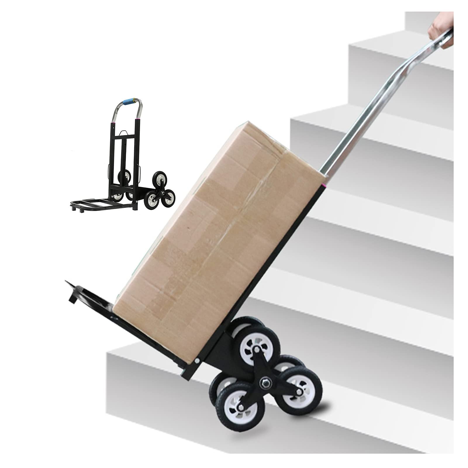 Hand Trucks Stair-Climbing Wheel Trolley, Portable Folding Hand Trucks, Multifunctional Trolley with A Load of 100kg, for Family Moving Shopping Luggage Transport Cart