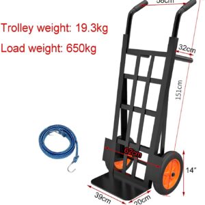 Generic Portable Hand Trucks Foldable Trolley, Folding Cart with Wheels, Luggage Cart Platform Trucks, Load Capacity 650Kg/1430lb