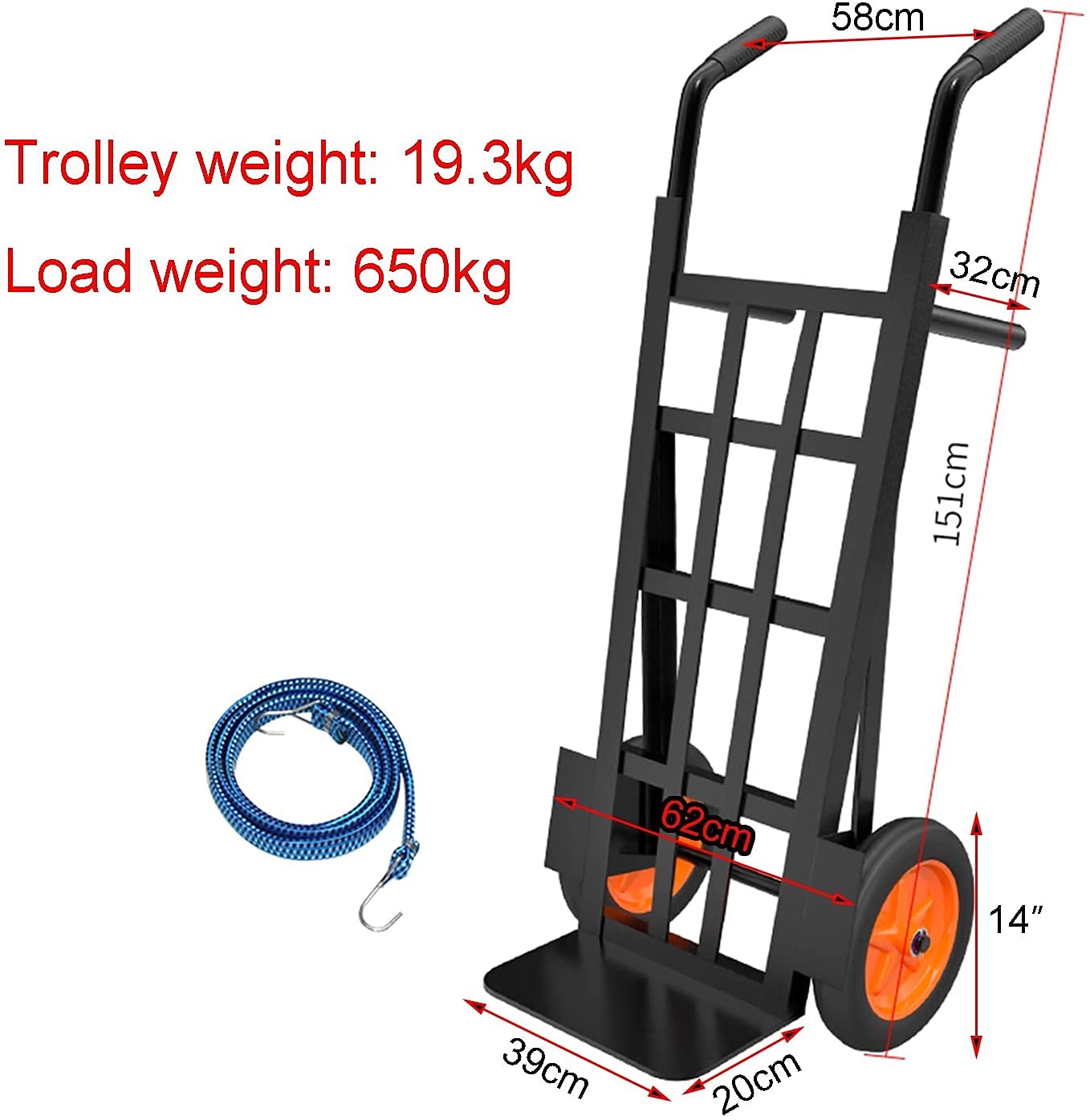 Generic Portable Hand Trucks Foldable Trolley, Folding Cart with Wheels, Luggage Cart Platform Trucks, Load Capacity 650Kg/1430lb