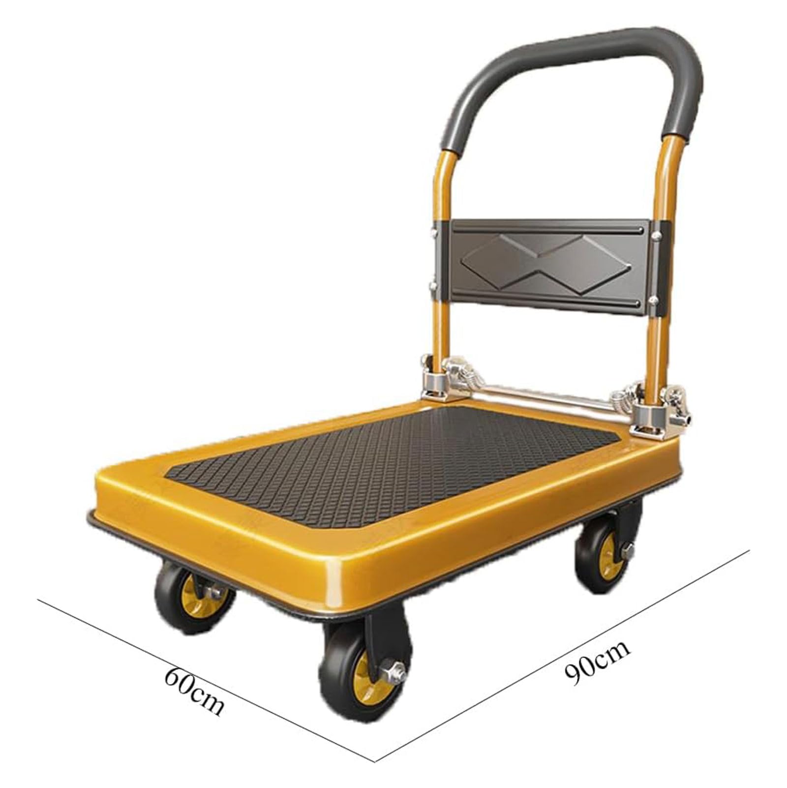 Generic Small Folding Portable Cart Household Hand Trolley Heavy Duty Transport Truck for Groceries Shop Warehouse Use, Yellow