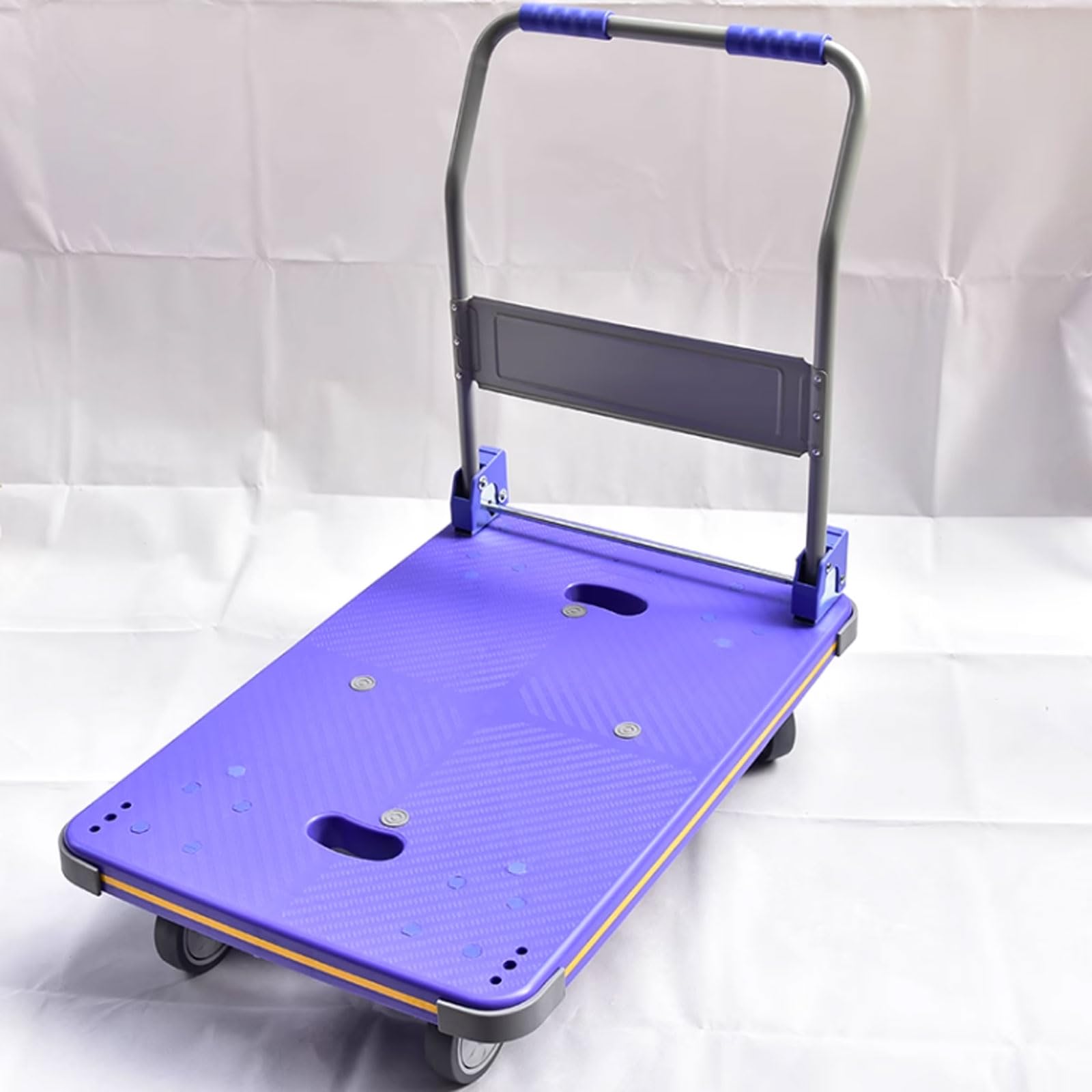 Generic Cargo Handling Flatbed Truck Foldable Handcart Household Small Trailer Express Hand-Pulled Cart for Heavy Lifting, 50*70*84cm, Purple