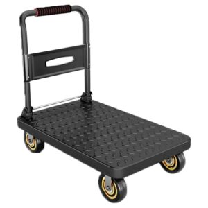 generic heavy duty hand truck foldable hand truck folding dolly cart household flatbed cart for easy transportation, black