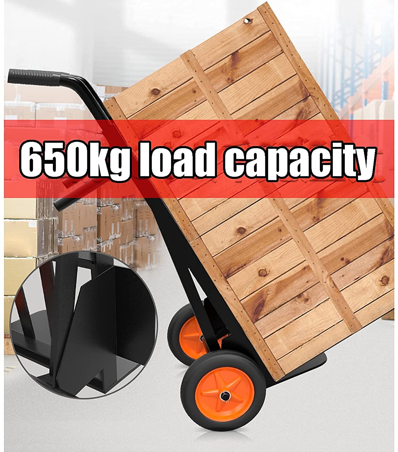 Generic Portable Hand Trucks Foldable Trolley, Folding Cart with Wheels, Luggage Cart Platform Trucks, Load Capacity 650Kg/1430lb