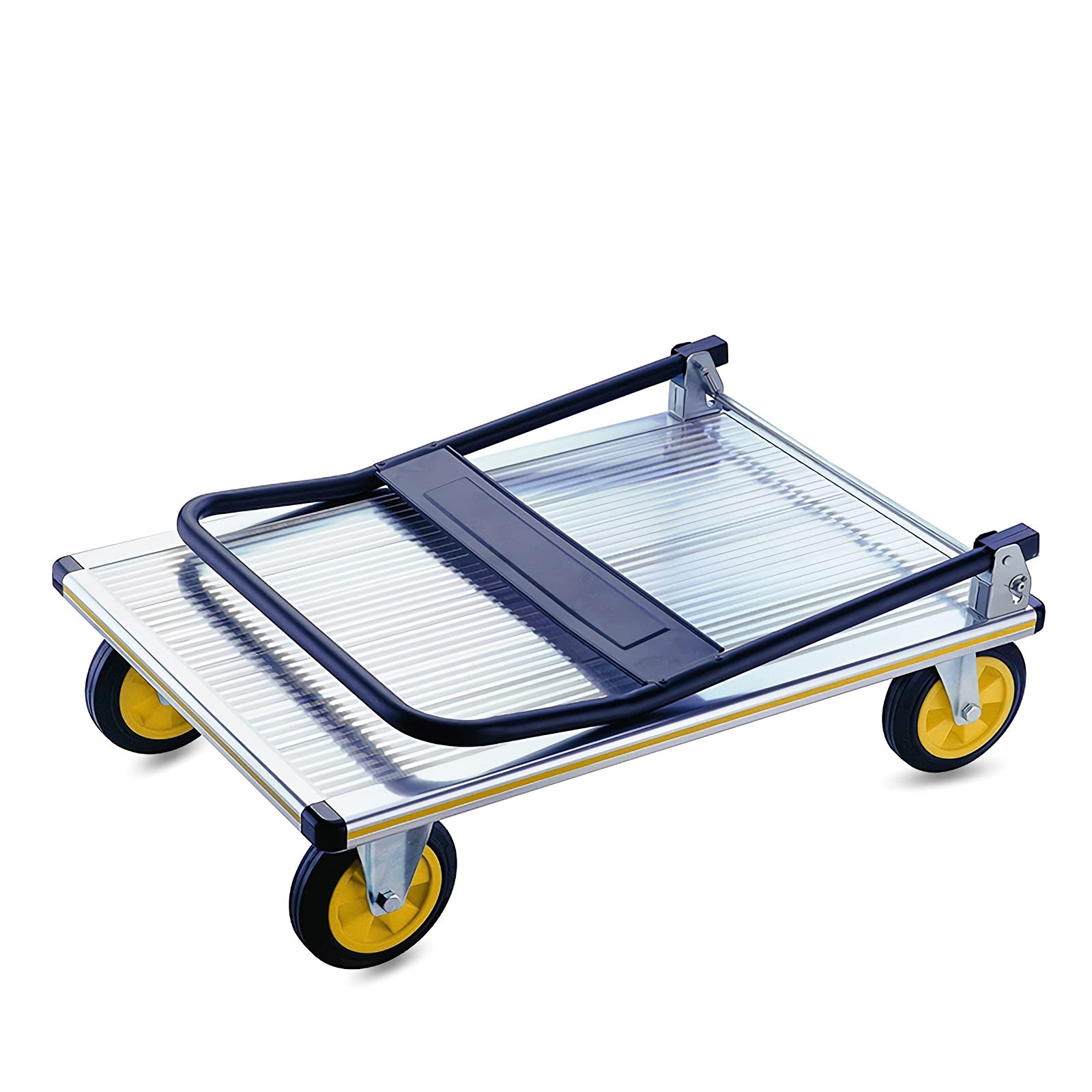 Generic Hand Truck Folding Platform Truck Aluminum Alloy Hand Cart with Wheels and Foldable Handle Push Trolley for Luggage Parcel Tools Moving Folding Cart (Size : 91 * 60)