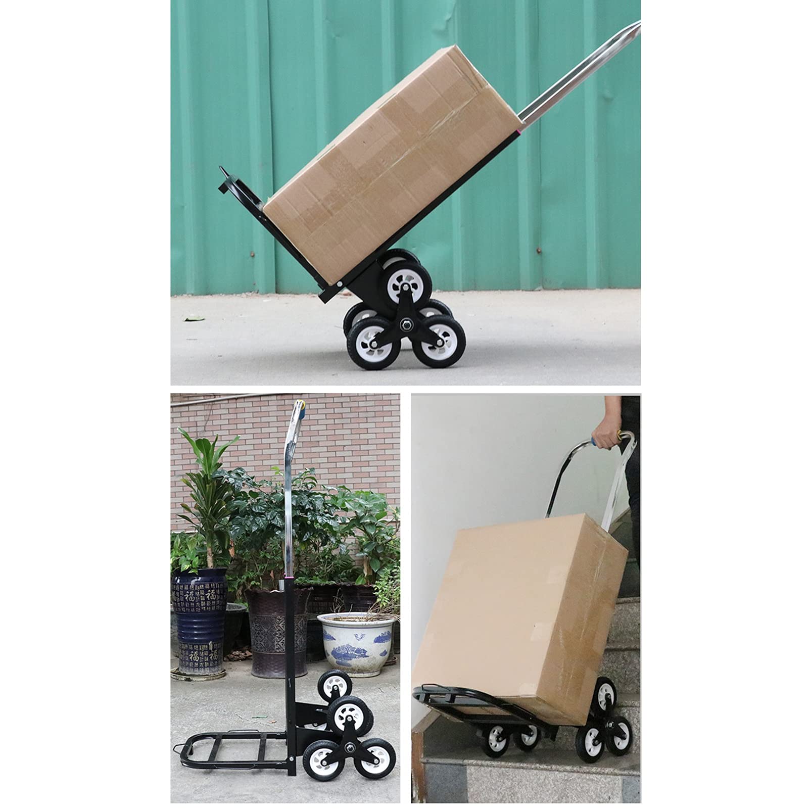 Hand Trucks Stair-Climbing Wheel Trolley, Portable Folding Hand Trucks, Multifunctional Trolley with A Load of 100kg, for Family Moving Shopping Luggage Transport Cart