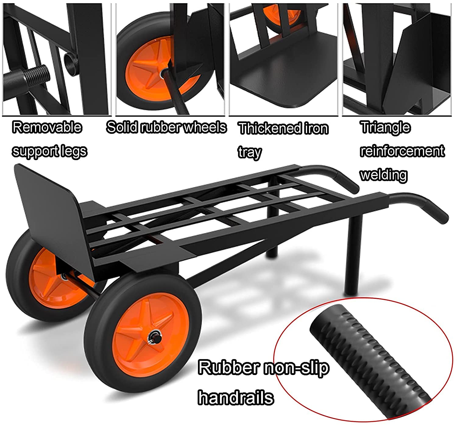 Generic Portable Hand Trucks Foldable Trolley, Folding Cart with Wheels, Luggage Cart Platform Trucks, Load Capacity 650Kg/1430lb