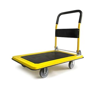 btjinan push cart dolly steel platform truck small folding hand cart with swivel wheels for bookstore restaurant moving trolley 440lbs weight capacity platfor