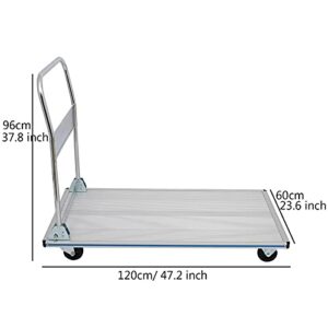 Generic Flatbed cart Folding Folding Aluminum Platform Truck Extended Version Foldable Handle Rolling Multifunctional Moving Flatbed Cart Hand Trolley 770 lb