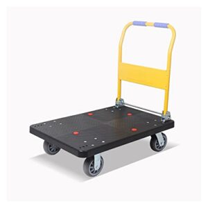 btjinan push cart dolly folding platform truck plastic panel and metal handle moving push cart for warehouse basements flatbed trolley easy transport platform, 73