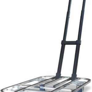 ELEFOCUS Flatbed Hand Cart Square Tube Hollow Out Platform Cart with Telescopic Lever Lightweight (Size:60 * 40-4in Wheels)