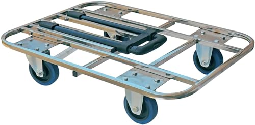 ELEFOCUS Flatbed Hand Cart Square Tube Hollow Out Platform Cart with Telescopic Lever Lightweight (Size:60 * 40-4in Wheels)