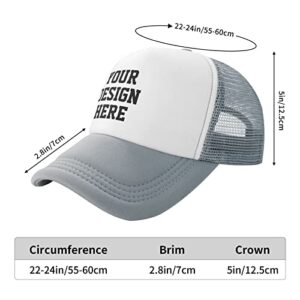 Generic Custom Trucker Hat Custom Hat for Men Sun Cool Dad Hat Personalized Mens Gray Trucker Hat