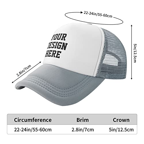 Generic Custom Trucker Hat Custom Hat for Men Sun Cool Dad Hat Personalized Mens Gray Trucker Hat