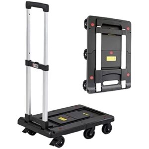 BTJINAN Push Cart Dolly Folding Platform Truck Plastic Push Cart Heavy Duty Portable Trolley with Retractable Chassis for Lage Travel Moving Office Platform T