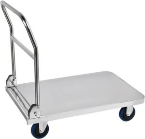 push cart dolly platform truck stainless steel moving hand cart with wheels and handle for home office warehouse factory 440lbs weight capacity platform truck (size : 304)