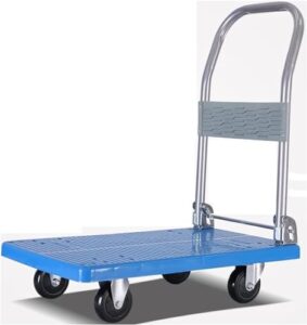 elefocus flatbed hand cart platform truck thicken hand cart with 360 degree swivel wheels and foldable handle silent (size:88 * 58-550lb)