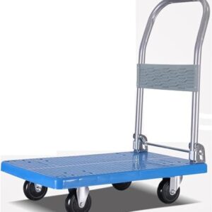 ELEFOCUS Flatbed Hand Cart Platform Truck Thicken Hand Cart with 360 Degree Swivel Wheels and Foldable Handle Silent (Size:88 * 58-550lb)