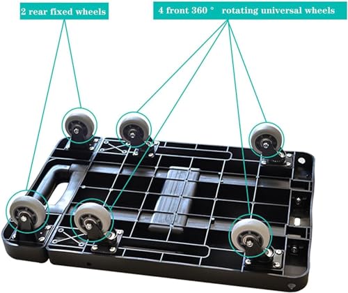 Platform Truck Portable Platform Truck Metal Flat Handtruck Load 110lb Folding Push Cart Small Moving Dolly Cart for Household Luggage Cart Reliable
