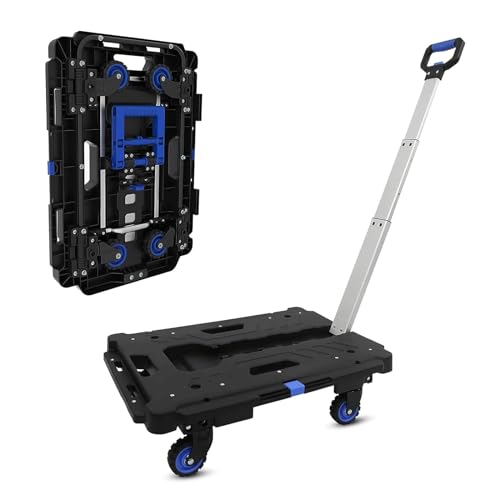 Platform Truck Heavy Platform Truck Pp Platform Hand Truck Load 300lbs Folding Push Cart Aluminum Moving Dolly Cart Portable Flatbed Cart Reliable