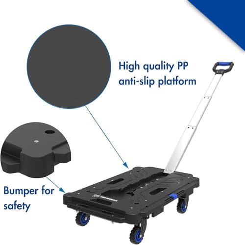 Platform Truck Heavy Platform Truck Pp Platform Hand Truck Load 300lbs Folding Push Cart Aluminum Moving Dolly Cart Portable Flatbed Cart Reliable