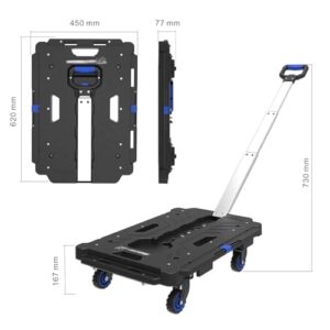 Platform Truck Heavy Platform Truck Pp Platform Hand Truck Load 300lbs Folding Push Cart Aluminum Moving Dolly Cart Portable Flatbed Cart Reliable