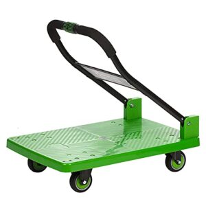 Generic Hand Trucks Platform Truck Hand Flatbed Cart with 4 Wheels and Metal Handle Rolling Push Trolley Plastic Deck High Capacity for Luggage Moving Push Cart (Size : 90 * 60)