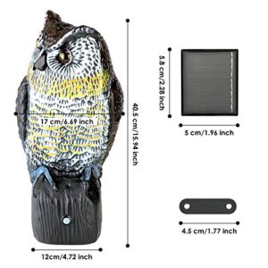 Eowllo Plastic Owl Decoy to Keep Birds Away,Brid Owl with Flashing Eyes&Frightening Sound for Garden Yard Outdoor