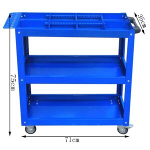 BBIJK Tool Trolley Cart 3-Tier Multifunction Barrier Organizer Service Parts Car, Bearing 100KG, 710x350x750mm