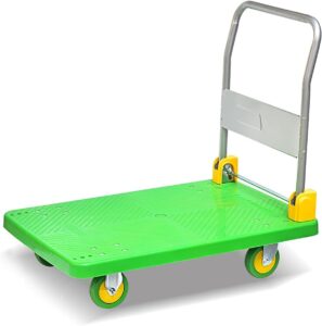 platform truck platform truck metal folding push cart load 330lb - 660lb moving dolly cart with 4 wheel flat handtruck green flatbed cart reliable