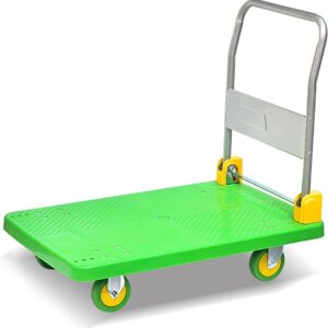 Platform Truck Platform Truck Metal Folding Push Cart Load 330lb - 660lb Moving Dolly Cart with 4 Wheel Flat Handtruck Green Flatbed Cart Reliable