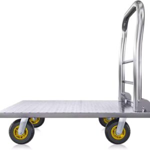 Platform Truck Flat Handtruck Steel Platform Truck 60cm * 90cm Folding Push Cart Load 330 Lbs Moving Dolly Cart Portable Flatbed Cart Reliable