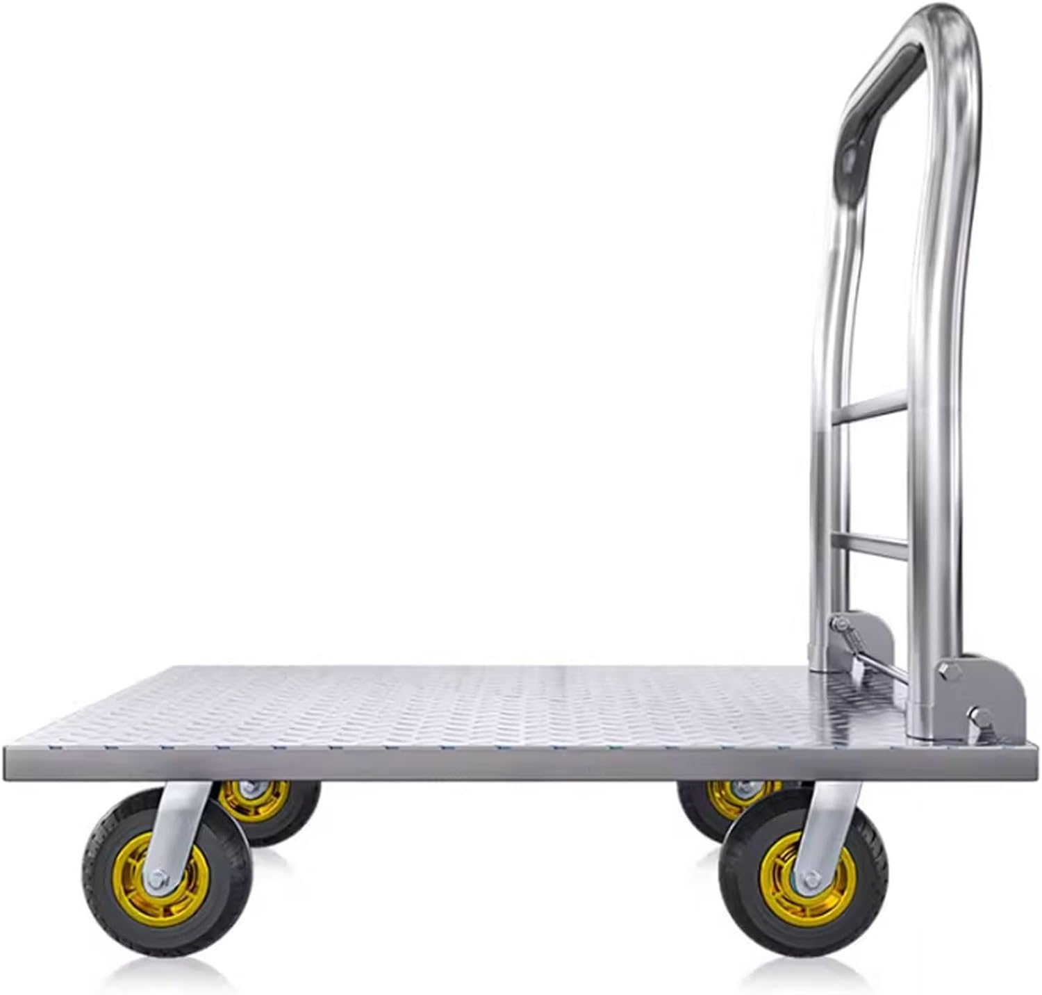 Platform Truck Flat Handtruck Steel Platform Truck 60cm * 90cm Folding Push Cart Load 330 Lbs Moving Dolly Cart Portable Flatbed Cart Reliable