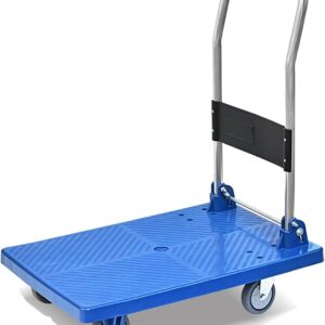 Platform Truck Small Platform Truck Load 440lb Flat Handtruck with Quiet Wheels Folding Push Cart Metal Moving Dolly Cart Heavy Flatbed Cart Reliable