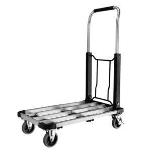 platform truck flat handtruck aluminum alloy platform truck load 330lbs folding push cart brake wheel moving dolly cart heavy flatbed cart reliable