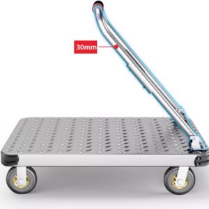 Platform Truck Folding Push Cart Steel Platform Truck Load 440 Lbs Flat Hand Truck Portable Flatbed Wagon 80 * 73 * 48cm Moving Dolly Cart Reliable