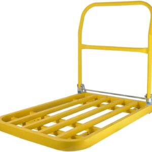 Platform Truck Heavy Platform Truck Steel Flat Handtruck Load 1320lbs Folding Push Cart Silent Flatbed Cart Bright Yellow Moving Dolly Cart Reliable