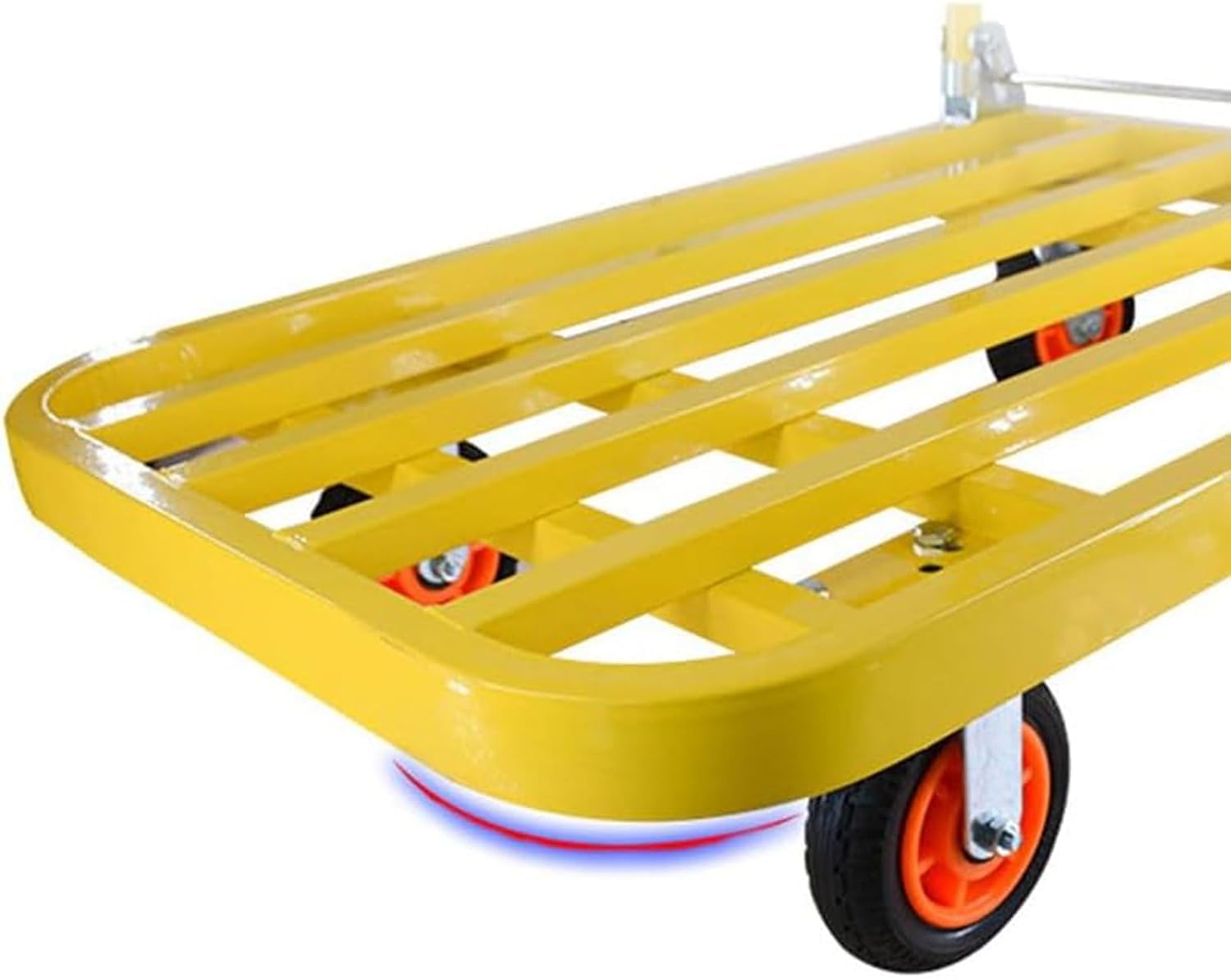 Platform Truck Heavy Platform Truck Steel Flat Handtruck Load 1320lbs Folding Push Cart Silent Flatbed Cart Bright Yellow Moving Dolly Cart Reliable