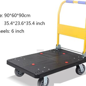 Platform Truck Platform Truck Metal Flatbed Cart with Mute Wheels Flat Handtruck Foldable Handle Flatbed Cart Modern Moving Dolly Cart 500kg Reliable