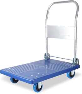 elefocus platform hand truck push cart trolley practical plastic panel and foldable handle for easy storage and mute 360 degree (color:default)