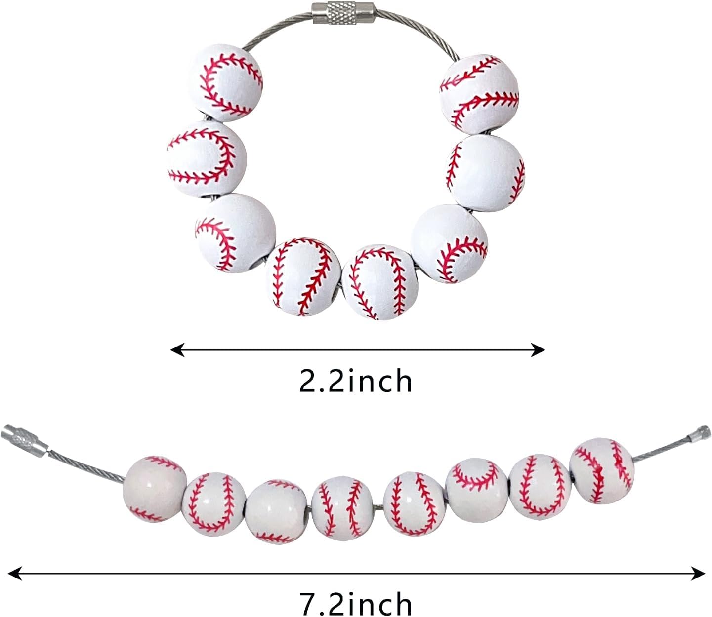 Renyqatt Baseball Charms for Bogg Bag and Simply Southern Tote, Sports Wooden Beads Accessories Charm for Beach Tote Bag, Accessories for Customizing Your Bag (Baseball Pattern)