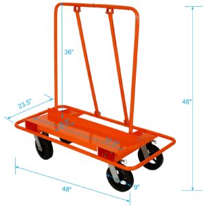 Heavy Duty Drywall Sheet Cart & Panel Dolly 2400lbs Load Capacity,Panel Service cart,8" Black Mold-On Rubber Wheels