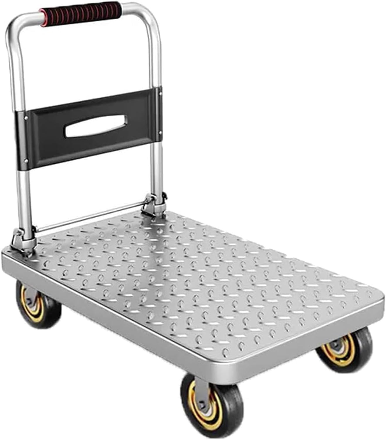 Platform Truck Folding Push Cart Steel Platform Truck Load 440 Lbs Flat Hand Truck Portable Flatbed Wagon 80 * 73 * 48cm Moving Dolly Cart Reliable