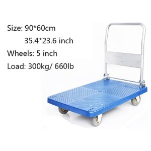 Platform Truck Platform Truck Metal Handle Flat Handtruck with 4 Wheels Flatbed Cart Load 660lbs Flatbed Cart Portable Platform Hand Truck Reliable